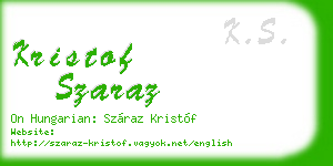kristof szaraz business card