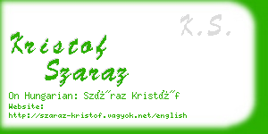 kristof szaraz business card